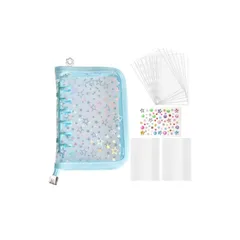 【新品】 バインダー シール帳 シール収納 A7 6穴 バインダー カード保護 透明スリーブ10枚 PP紙2枚 軽量 防塵タイプ シール収納 写真収納 星柄タイプ 透明なシール帳