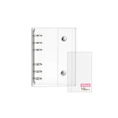 【新品】 Hueapion シール帳 透明 女の子 はがせる A6サイズ 6穴 シール バインダー シール手帳 クリアバインダー シール収納 推し活グッズ 132 x 196mm 透明リフィル10枚付き