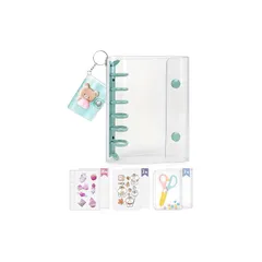 【新品】 GOKEI A7 シール帳 【バインダー本体 リフィル20枚 シール台紙2枚 チャック付きボケット2枚 キーホルダー式ミニシール帳付き】 プラバン クリアバインダー A7サイズ ミントグリーン 1