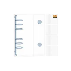 【新品】 シール帳 A6 サイズ クリアバインダー, シール手帳, バインダー1個とリフィル20枚セット, カードスリーブ付き, ポケット, ミニ手帳, プリ帳, 透明PPシート, 女の子向け, コラージュノート (ダスティブルー) 1