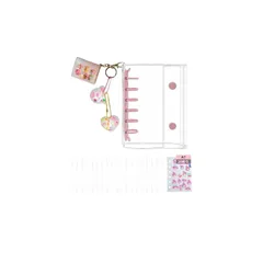 【新品】 Rich Peach A7 シール帳 シール交換用【リフィル×20枚付き・キーホルダー式mini帳付・可愛らしいキーチェーン仕様 DIY PP製シート×2枚付・カラフルな DIY デコレーションチェーン 2 本付き】台紙 プラバン 透明 サイズ  0