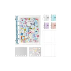 【新品】 OTIMORA シール帳 透明 はがせる クリアバインダー シール収納 推し活グッズ【20枚リフィル付き＋2枚仕切り板＋ミニフォトアルバム＋ステッカー】 シール手帳 M5 スモーキーブルー 0