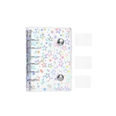 【新品】 JUNXINHENGFA シール帳 透明 a7 リフィル20枚付き 女の子 クリアバインダー はがせる シール収納 推し活グッズ DIY活用 防水 おしゃれ(星柄) 1