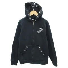 プーマ PUMA ジャケット パーカー 160 黒 ブラック ロゴプリント ジップアップ ミドル丈 /YS28 ■GY58 男の子