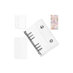 【新品】 シール帳 A6 【バインダー ×1 個 シール帳 a6 リフィル ×10枚 シール台紙 a6 ×2 枚付き】透明タイプ プリクラ用仕切り紙 手帳装飾・ペンギル・クラフト用 シール専用収納帳 持ち運び便利 学生・女の子に人気 1