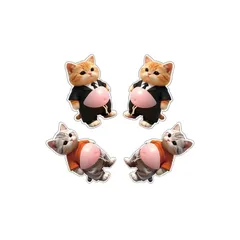【新品】 猫 お腹 シール おしり 3D 柔らかいお腹 シール 楽しくてストレス解消 かわいい 3D もっちりスクイーズ ステッカー シー ル帳 デコレーション 携帯電話飾り用 手帳用 日記帳用 子供 女の子向け (灰色+オレンジ色の猫) 1