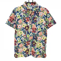【超美品】ジャックバニー×LIBERTY 半袖ポロシャツ 白×マルチカラー 花柄 胸ロゴ メンズ 4(M) ゴルフウェア Jack Bunny