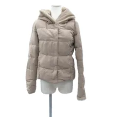 ディスコート Discoat ダウンジャケット ミドル丈 M ベージュ フード付 ジップアップ /SY8 ■GY59