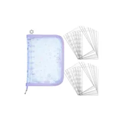 【新品】 バインダー シール帳 シール収納 A7 パープル 6穴 バインダー カード保護 透明スリーブ20枚 軽量 防塵タイプ シール収納 写真収納 星柄タイプ 透明なシール帳 1