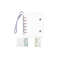 【新品】 シール帳 透明 a7 シール帳 はがせる ミニ バインダー【3層構造リフィル×10枚付きチャック付きボケット×1枚編み込みハンドストラップ1本 】シール台紙 手帳 SNS令和 平成 透明シール手帳 女の子 おはじきシール帳 バインダー型人気 1