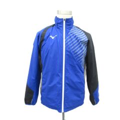 미즈노 MIZUNO 스포츠웨어 윈드 브레이커 미들 길이 M 블루 블루 블랙 블랙 스탠드 컬러 총 무늬 / HO66 ■ GY58