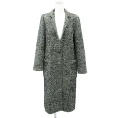 ザラ ベーシック ZARA BASIC チェスターコート ロング丈 M 黒 ブラック ヘリンボーン柄 /SM23 ■GY58
