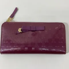 ◉LANVIN COLLECTION◉ランバンコレクション　長財布　紫　ラウンドファスナー　リボン
