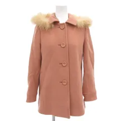 クミキョク 組曲 KUMIKYOKU ステンカラーコート ウール カシミヤ混 S2 サーモンピンク ファー付きフード 長袖 /TZ ■GY60