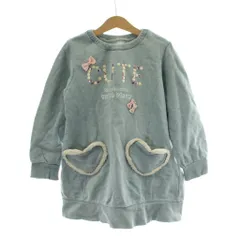 メゾピアノ 子ども服（女の子用） 130 トレーナー トップス 青 ブルー 長袖 スパンコール装飾 ハート型ポケット /PP ■GY60