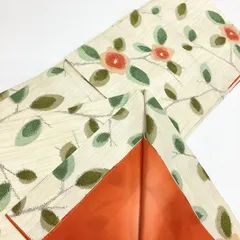 新品未使用　袷着物　十日町紬　正絹　淡黄色　R515