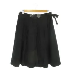 ソニア ソニアリキエル SONIA SONIA RYKIEL スカート 40 黒 ブラック 花モチーフ装飾付きリボンベルト タック /MN43 ■GY59のサムネイル