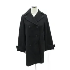 シュカ Shuca グローバルワーク Pコート ピーコート ロング丈 L 黒 ブラック ダブルボタン /HO14 ■GY58