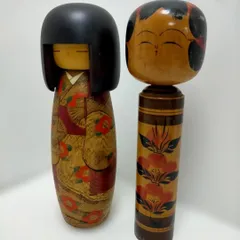 伝統こけし 2体セット 卯三郎こけし 通産大臣賞受賞作家 全日本こけしコンクール 木製 郷土玩具 置物 民芸品 260211-10A