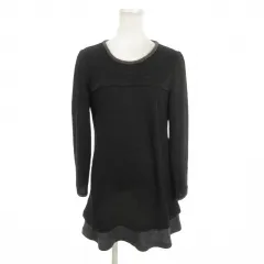クレージュ courreges ワンピース ウール 38 黒 ブラック 長袖 ラウンドネック レイヤードデザイン /MN36 ■GY59のサムネイル