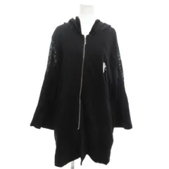 NieR CLOTHING パーカー F ロゴ刺繍 黒 ブラック フード付き 長袖 袖レース /KR ■GY58