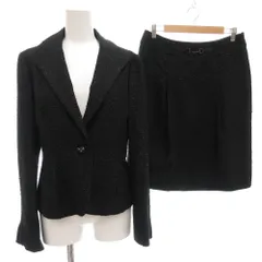 インディヴィ INDIVI セットアップ フォーマル ジャケット 40 スカート 42 総裏地 シングル 黒 ブラック 秋冬 /AE ■GY60