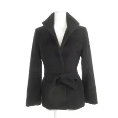 プロポーション ボディドレッシング PROPORTION BODY DRESSING コート スタンドカラー アンゴラ ウール混 ウエスト紐 2 黒 ブラック /AH16 ■GY61