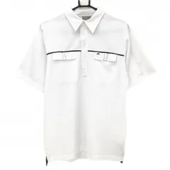 【超美品】ジェイリンドバーグ 半袖ポロシャツ 白×黒 ロゴ刺しゅう 胸ポケット メンズ M ゴルフウェア J．LINDEBERG