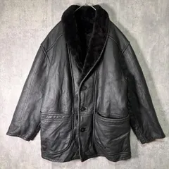 Real mouton coat charcoal black original shearling made in Italy 極上 イタリア製 リアル ムートン コート 炭黒 本革