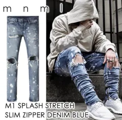 【在庫処分】mnml ジッパーストレッチデニムパンツ 【32】