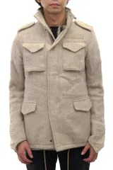 ウノ ピゥ ウノ ウグァーレ トレ／1piu1uguale3 フィールドジャケット JKT アウター ミリタリー メンズ 男性 男性用ウール 毛 ベージュ  M-65 cold weather(EXTRA HARRIS TWEED) フード付き M-65 ミリ