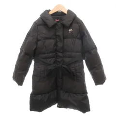 バービー Barbie ダウンコート 140 黒 ブラック 丸襟 ウエストリボン /NL ■GY58