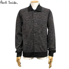 ポールスミス Paul Smith 新品 襟付き カーディガン M2R 080Y L21894 ブラック ニット シャツ メンズ S/M 並行輸入品 送料無料