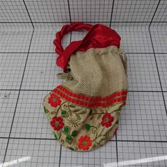 ◇ Θ ディーアイアール69 DIR 69 刺繍巾着バッグ ベージュレッド系 レディース E  【1602040069727】