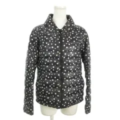 ユニクロ UNIQLO ダウンジャケット 上着 黒 ブラック 白 ホワイト ドット柄 ハイネック 長袖 /AO9 ■GY59