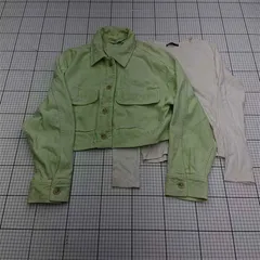 ◇ Θ ザラ ZARA クロップドジャケット＆長袖カットソーセット ライトグリーン系L レディース E  【1602130005826】