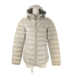 ユニクロ UNIQLO PREMIUM DOWN ULTRA LIGHT ダウンジャケット 上着 L グレー フード付き 長袖 キルティング 217-065029 /CK14 ■GY61
