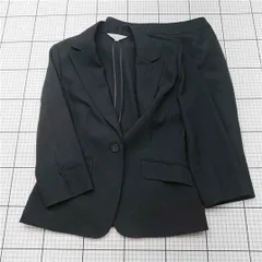 ◇ Θ エスプリミュール ESPRITMUR ノーカラー ジャケット スカートスーツ ブラック系 9号 レディース E  【1602130007950】