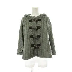 ナチュラルビューティーベーシック NATURAL BEAUTY BASIC タグ付き ポンチョ ジャケット 上着 ウール M グレー ケーブルニット フード付き 長袖 トグルボタン /PP ■GY60