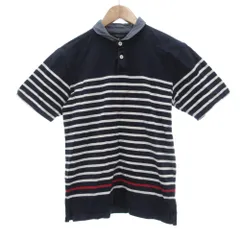 ユナイテッドアローズ UNITED ARROWS ポロシャツ M 半袖 ボーダー 総柄 紺 ネイビー /AE ■ECF001