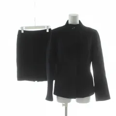 インディヴィ INDIVI スーツ ウール 38 黒 ブラック スタンドカラー 長袖 タイトスカート /PP ■GY59