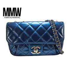 【CHANEL / シャネル】レザー  ミニマトラッセ ショルダーバッグ ネイビーブルー シングルフラップ 超美品