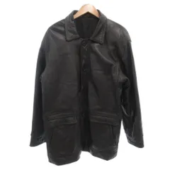 ノーブランド ラムレザージャケット ミドル丈 羊革 シープスキン F 黒 ブラック /GV ■GY61