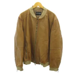 エンポリオアルマーニ EMPORIO ARMANI レザージャケット ブルゾン ダブルジップ ゴートスキン 山羊革 58 茶 ブラウン 0127 ■MNK4