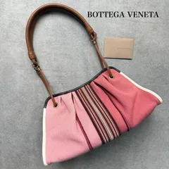 美品 希少 BOTTEGA VENETA ボッテガヴェネタ キャンバス レザー トートバッグ ピンク ブラウン 肩掛け可能 ショルダーバック
