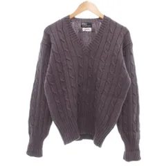 ポロ バイ ラルフローレン Polo by Ralph Lauren セーター ミックスニット ヴァージンウール ケーブル編み Vネック L グレー系 /UO ■GY53