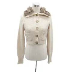 シスレー SISLEY ニットカーディガン ショート丈 M アイボリー フェイクファー /SY10 ■GY58のサムネイル