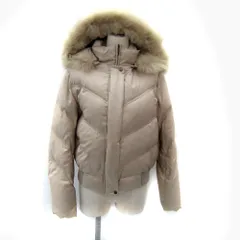 インディヴィ INDIVI ダウンジャケット ミドル丈 42 L ベージュ フード付 ファー付 ジップアップ 127-99704 /SY33 ■GY61