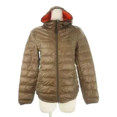 ユニクロ UNIQLO PREMIUM DOWN ULTRA LIGHT ダウンジャケット 上着 S 茶 ブラウン 長袖 フード付き 無地 217-065029 /CK8 ■GY61
