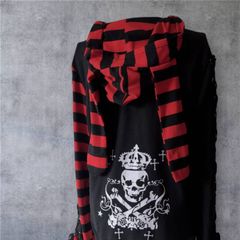 cune ジップパーカー L 両面プリント ブラック 破れあり メンズ